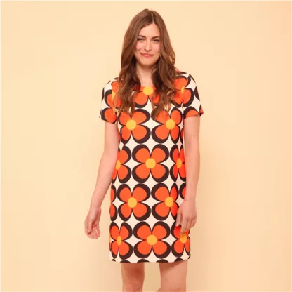 Robe Hippocampe Orange Imprimé Fleurs