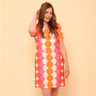 Robe Hippocampe Orange Imprimé Rétro