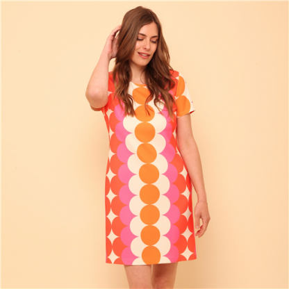 Robe Hippocampe Orange Imprimé Rétro