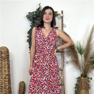 Robe Longue Coquelicots Estivale Rouge