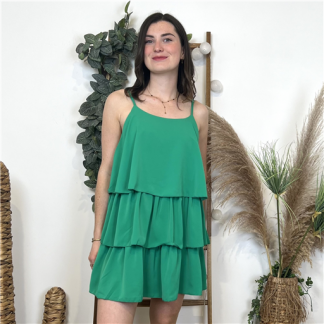 Robe Charleston Unie Verte