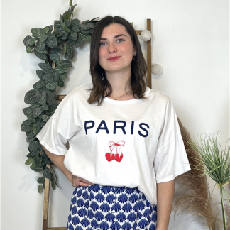 Tshirt Paris Cerises Blanc