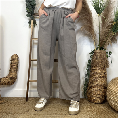 Pantalon Uni Coton Taupe