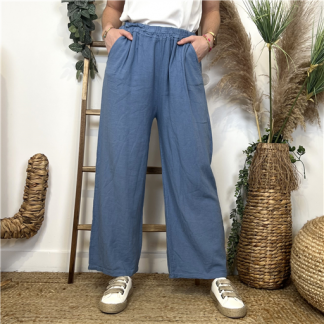 Pantalon Uni Coton Bleu Jeans