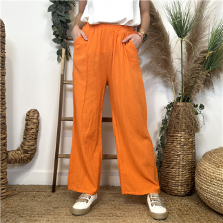 Pantalon Uni Coton Orange