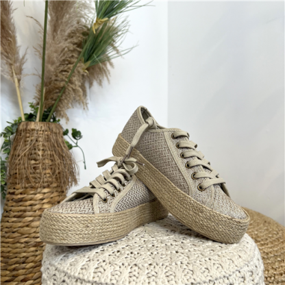 Tennis Taupe Lacets Texturés