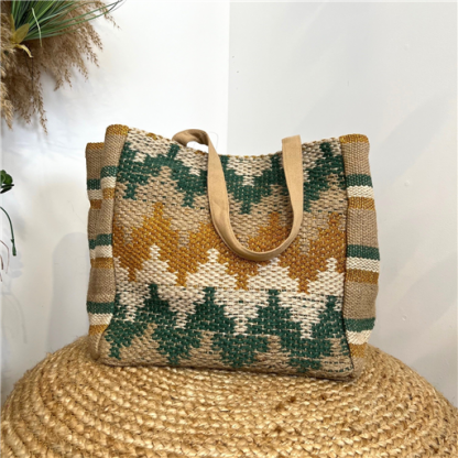 Sac Zigzag Jute Vert Brésil