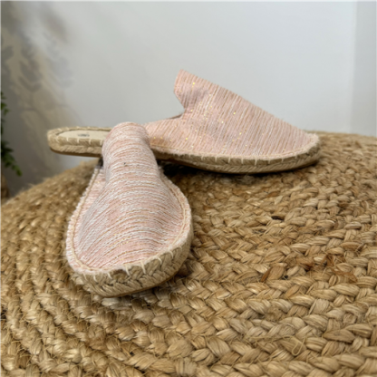 Mules Plates Espadrilles Rose Pâle