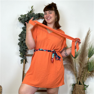 K894- Robe unie Maëlle (T36-T40 (orange)