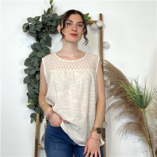 L023- Blouse Brodée (Tu) 🇮🇹 (beige)