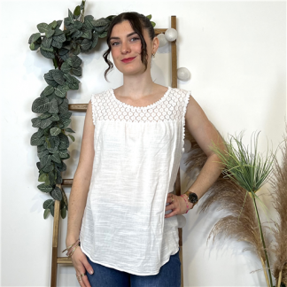 L023- Blouse Brodée (Tu) 🇮🇹 (blanc)