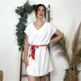 L049- Robe unie Maëlle (T36-T40) (blanc)