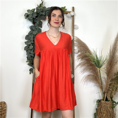 K881- Robe-Short unie (T36-T40) (corail)