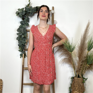 K890- Robe courte Liberty (T36-T40) (rouge)