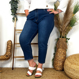 O102- Jean Mom Fit Voggo (T42-T52) (denim foncé)