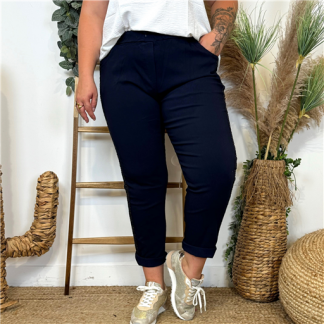 L807- Pantalon liseret lurex C'Mélodie (marine)