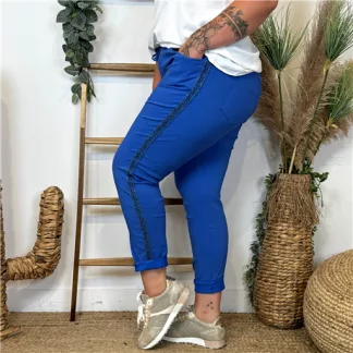 L807- Pantalon liseret lurex C'Mélodie (bleu royal)