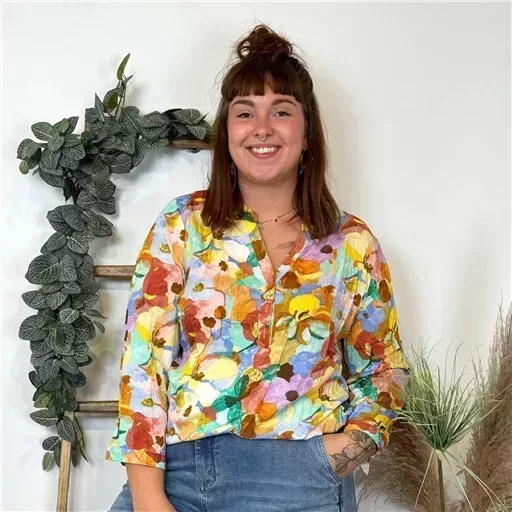 Z759- Blouse Christy "Peinture" (T44-T52) (orange) – Image 3