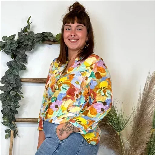 Z759- Blouse Christy "Peinture" (T44-T52) (orange) – Image 4