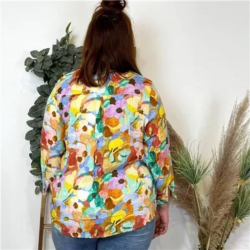 Z759- Blouse Christy "Peinture" (T44-T52) (orange) – Image 5