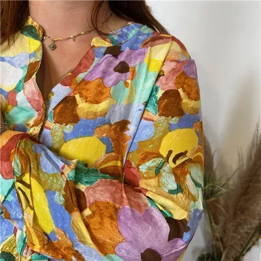 Z759- Blouse Christy "Peinture" (T44-T52) (orange) – Image 6