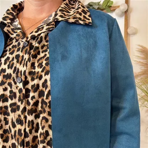 L205- Veste courte suédine (T38-T44) (bleu canard) – Image 5