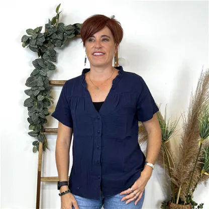 L058- Chemise Maëlle coton (T36-T40) (marine)