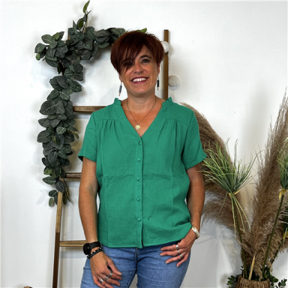 L058- Chemise Maëlle coton (T36-T40) (vert brésil)