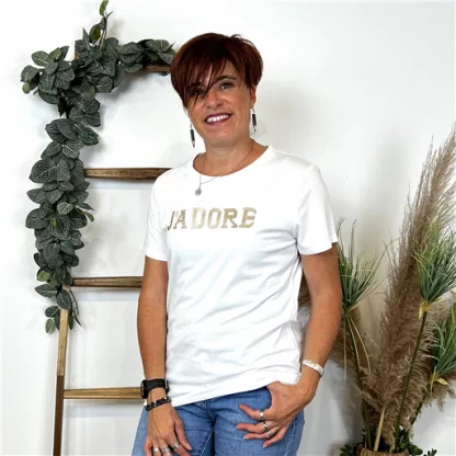 K871- T Shirt "J'adore" (Tu) (blanc)