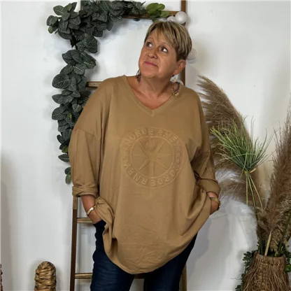 K856- Sweat Etoile Boussole (Gt) (camel)