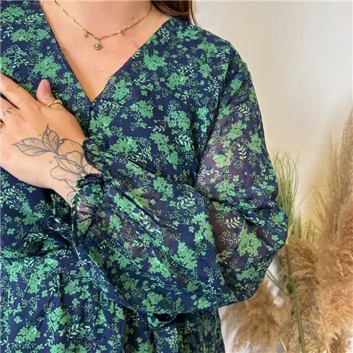 K821- Robe fluide Maëlle (T40-T48) (vert) – Image 5