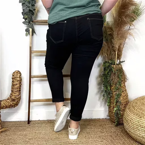 O111- Jean 7/8ème Voggo (T42-T52) (noir) – Image 4