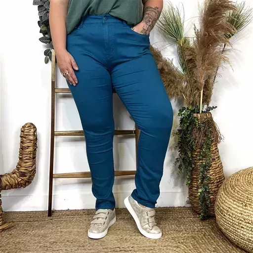 O161- Jean Slim Voggo (T42-T52) (bleu pétrole) – Image 2