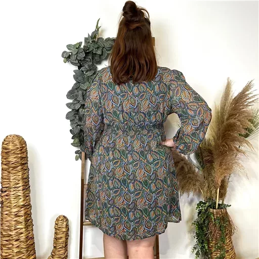 K607- Robe Maëlle marbrée (T40-T48) (vert émeraude) – Image 4