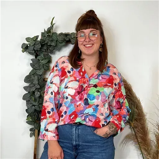 Z759- Blouse Christy "Peinture" (T44-T52) (rouge) – Image 5