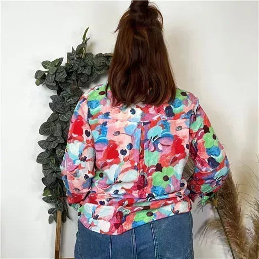 Z759- Blouse Christy "Peinture" (T44-T52) (rouge) – Image 4