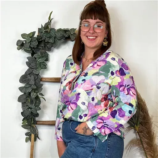 Z759- Blouse Christy "Peinture" (T44-T52) (violet) – Image 3