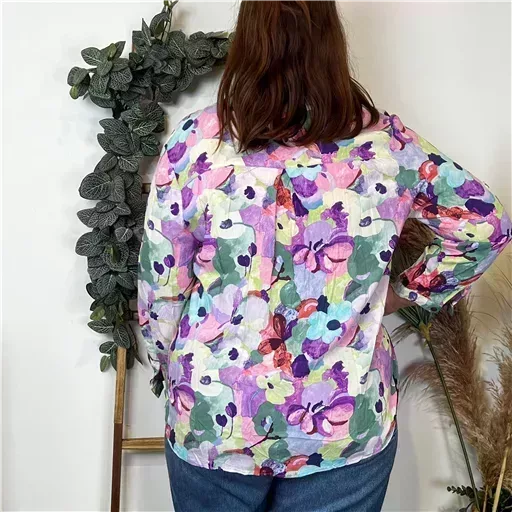 Z759- Blouse Christy "Peinture" (T44-T52) (violet) – Image 5