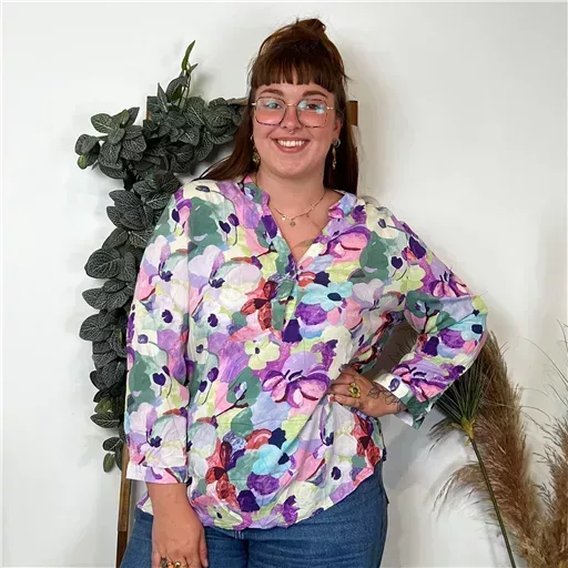 Z759- Blouse Christy "Peinture" (T44-T52) (violet) – Image 6