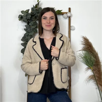 K822- Blazer surpiqué (Tu) 🇮🇹 (beige)