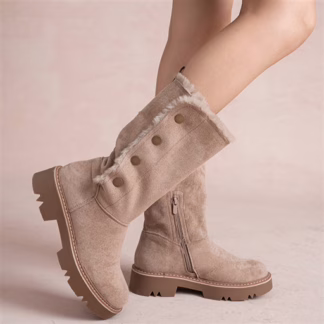 R443- Bottines fourrées daim (taupe)