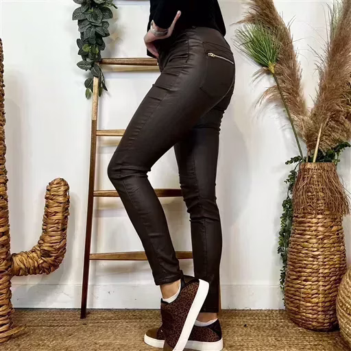 P068- Jean Enduit Melly&Co fourré (T34-T42) (marron) – Image 3