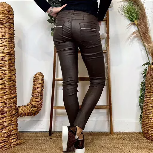 P068- Jean Enduit Melly&Co fourré (T34-T42) (marron) – Image 4