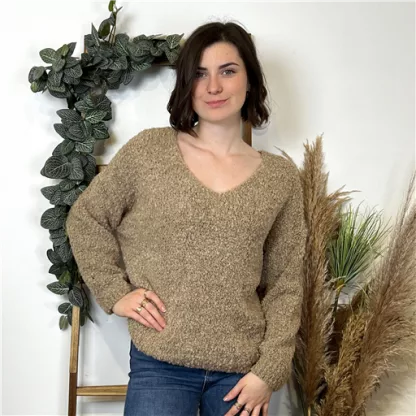 K777- Pull Oversize Maille Bouclette (Tu) (camel)