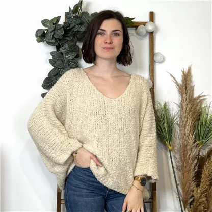 K792- Pull Oversize Maille Bouclette 🇮🇹 (ecru)