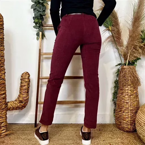 L804- Pantalon en velours (T36-T44) (bordeaux) – Image 3