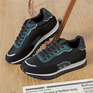 R452- Sneakers Moow tricolore (T36-T41) (vert sapin)