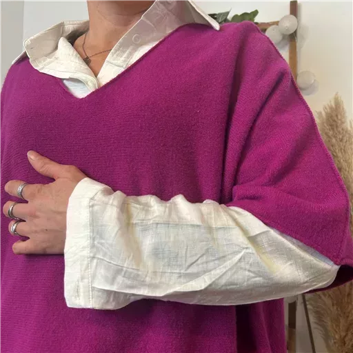 K545- Pull loose Crop-Top (Tu) (framboise) – Image 4