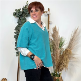 K752- Pull loose Crop-Top (Tu) (bleu turquoise)