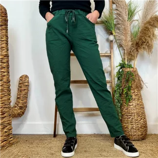 L806- Pantalon stretch (tu) 🇮🇹 (vert sapin)